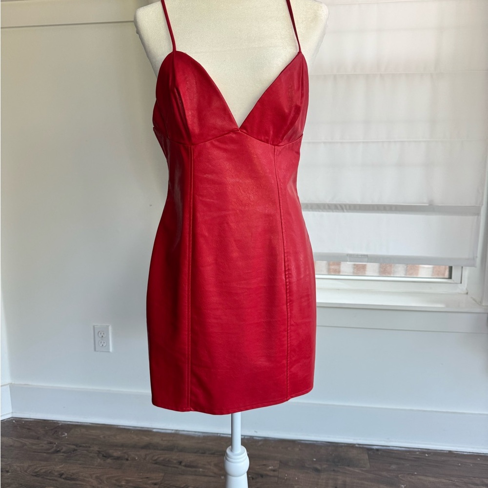 Sexy red “pleather” dress